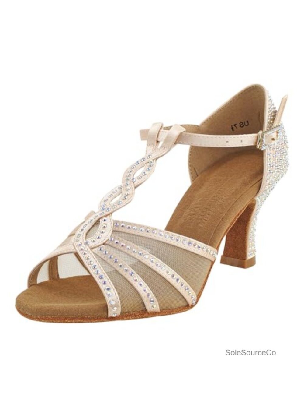 Crystal-Studded Ballroom Dance Shoes with Memory Foam Heels